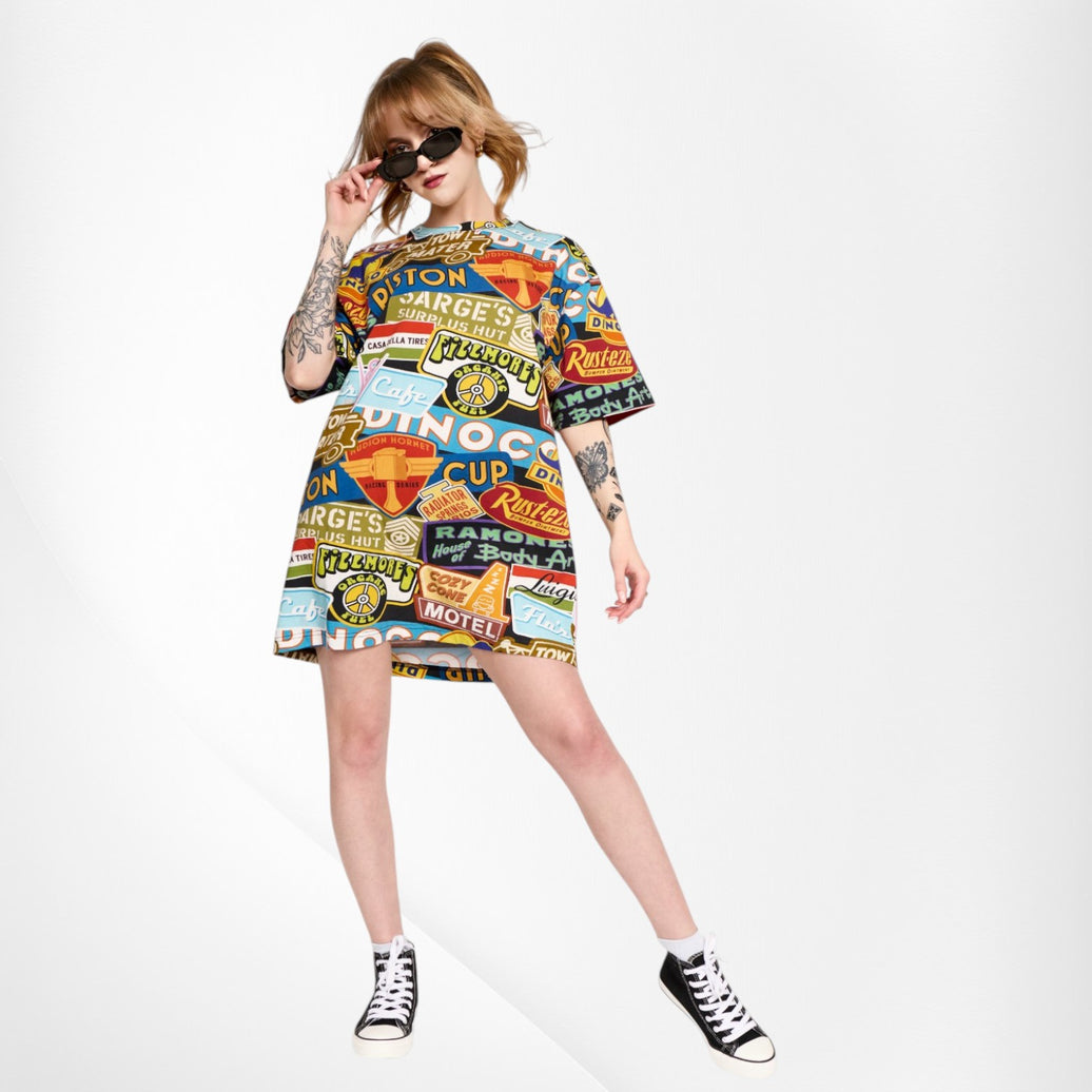 Cars Bumper Sticker T-Shirt Dress image 0