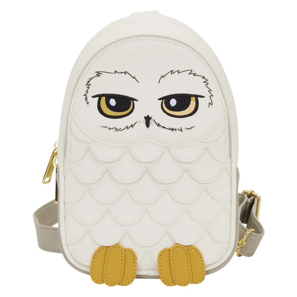 Cards & Comics Connection Harry Potter Hedwig white polyurethane sling crossbody bag with embroidered owl features