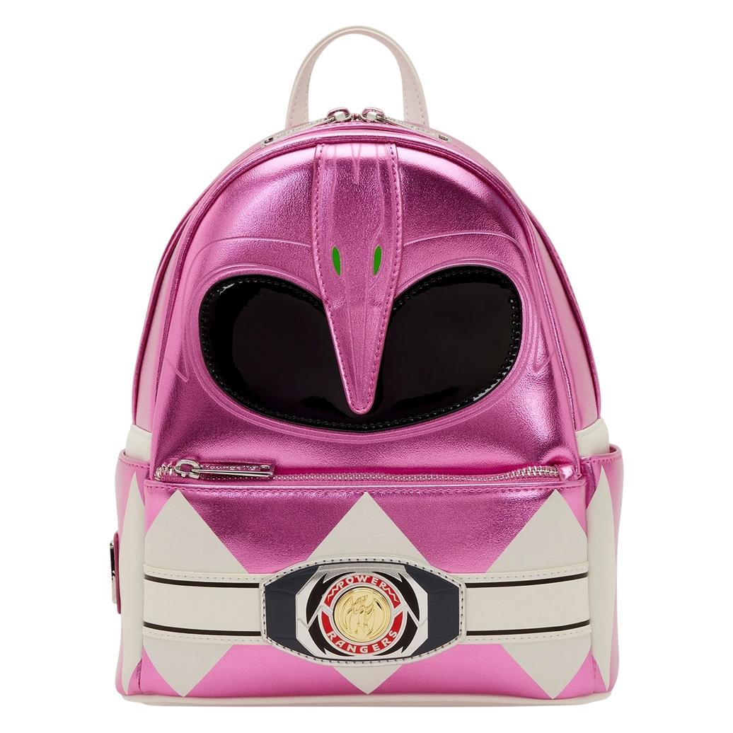 Cards & Comics Connection Loungefly Power Rangers Pink Ranger metallic mini backpack with molded belt charm