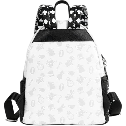 Cards & Comics Connection Alice in Wonderland sketch mini-backpack with debossed character symbols and card suit straps