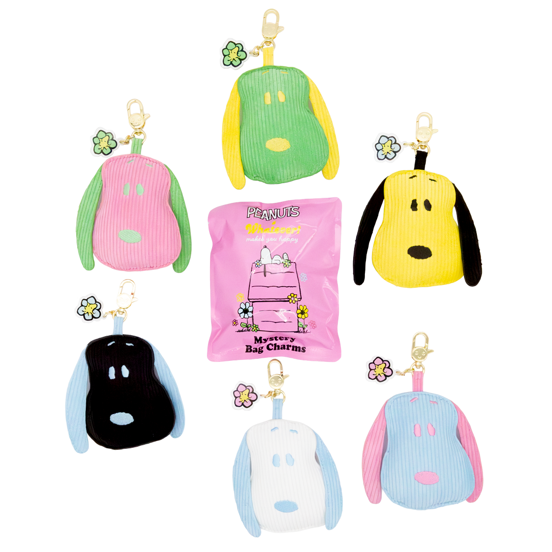 Peanuts Sherbet Spring Mystery Box Snoopy Head Padded Corduroy Bag Charms image 1