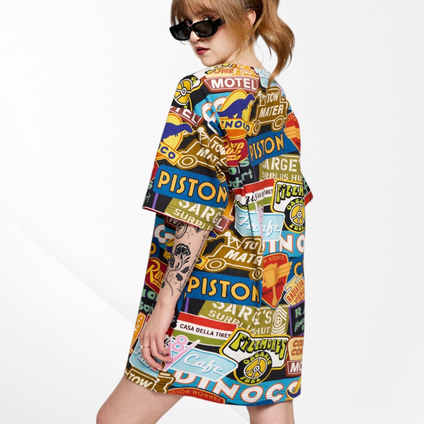 Cars Bumper Sticker T-Shirt Dress image 1
