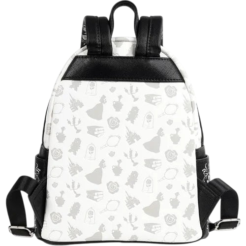 Cards & Comics Connection Beauty and the Beast Belle sketch mini-backpack with white debossed pattern and black straps