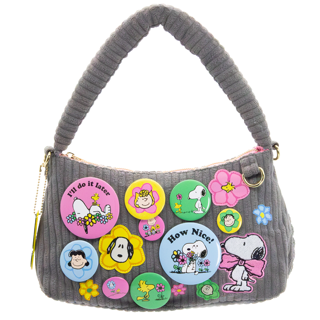 Peanuts Sherbet Spring Pins and Patches Corduroy Baguette Bag image 1
