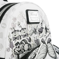 Cards & Comics Connection Alice in Wonderland sketch mini-backpack with debossed character appliques and floral details