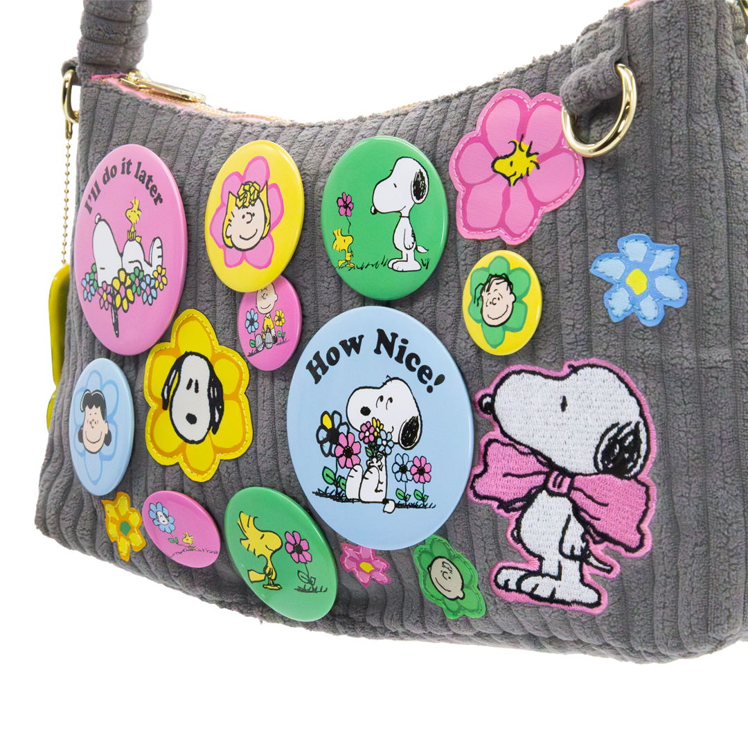 Peanuts Sherbet Spring Pins and Patches Corduroy Baguette Bag image 3