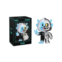 Cards & Comics Connection ThrillJoy Bloo half skeleton blue vinyl figure with collector box and peace sign pose
