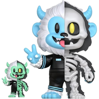 Cards & Comics Connection ThrillJoy Bloo half skeleton vinyl figure showing blue jumpsuit and exposed bone structure
