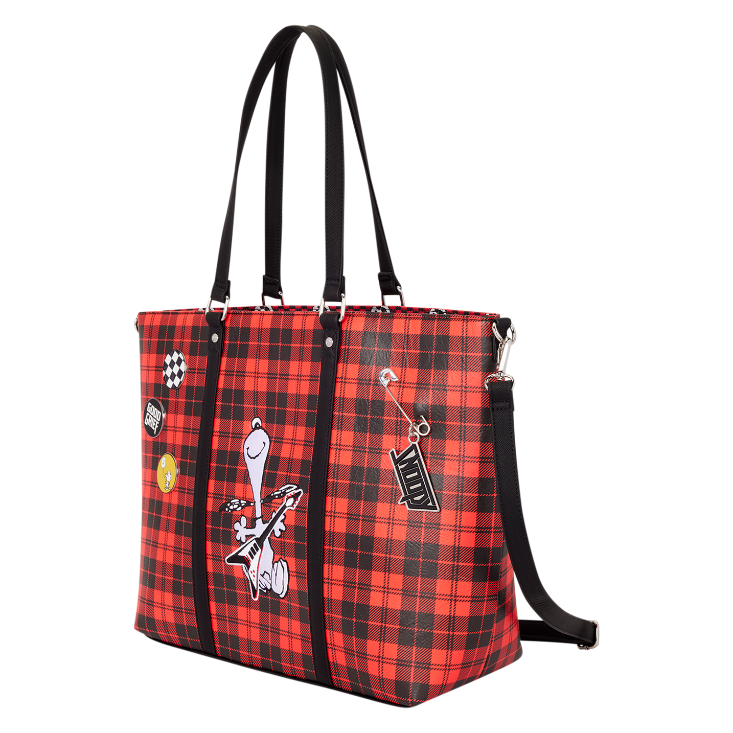 Snoopy and Woodstock Grunge Convertible Tote Bag