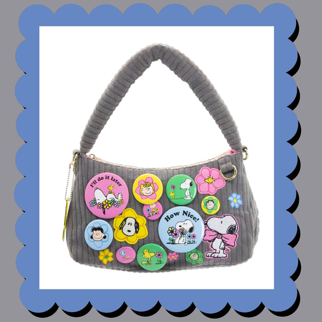 Peanuts Sherbet Spring Pins and Patches Corduroy Baguette Bag image 0