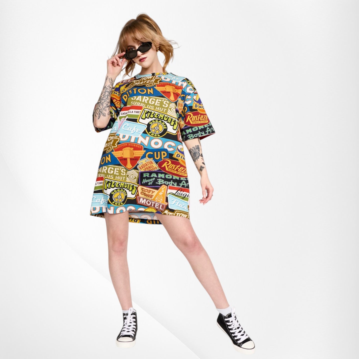 Cars Bumper Sticker T-Shirt Dress image 0