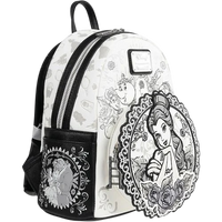 Cards & Comics Connection Loungefly Beauty and the Beast Belle sketch mini-backpack with floral and character details