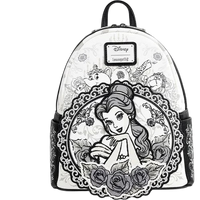 Cards & Comics Connection Loungefly Disney Beauty and the Beast Belle sketch mini-backpack with floral appliques