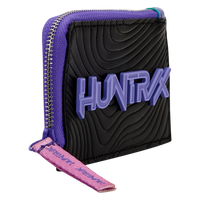 Cards & Comics Connection KPop Demon Hunters HUNTR/X black polyurethane card holder with purple logo and zipper