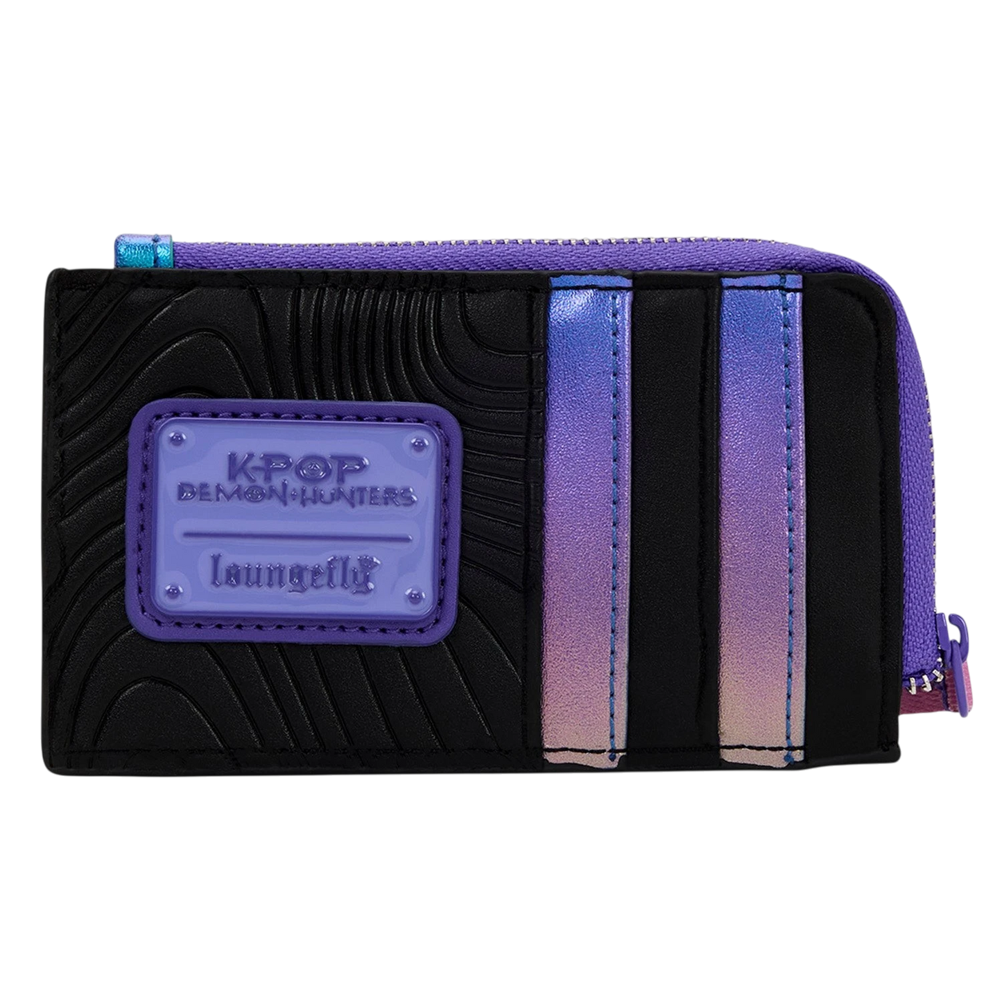 Cards & Comics Connection KPop Demon Hunters HUNTR/X card holder in black and purple with iridescent card slots.