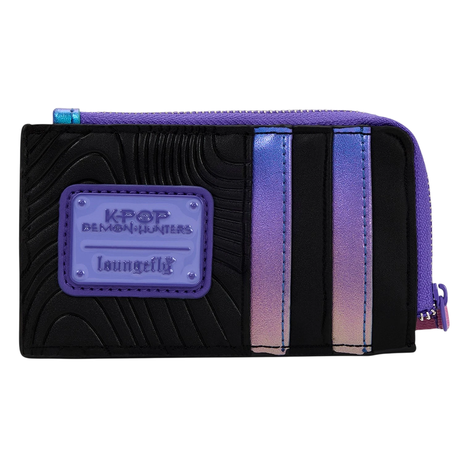Cards & Comics Connection KPop Demon Hunters HUNTR/X card holder in black and purple with iridescent card slots.