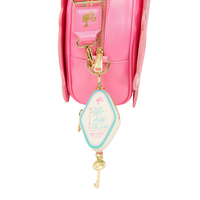 Cards & Comics Connection Loungefly Barbie car crossbody bag with a detachable Malibu palm tree coin purse and key