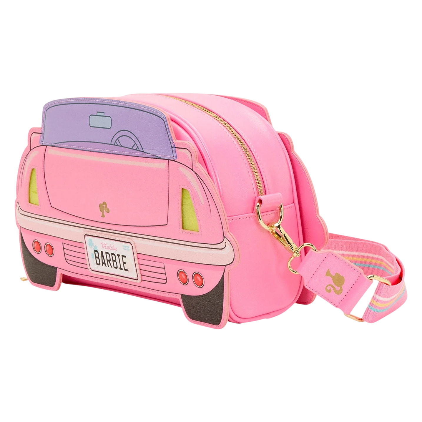 Cards & Comics Connection pink Barbie convertible car crossbody bag with light-up headlights and adjustable strap