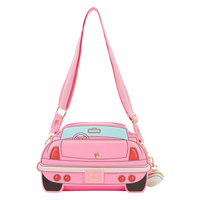 Cards & Comics Connection Loungefly Barbie convertible car crossbody bag in pink with light-up headlights.