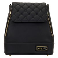 Cards & Comics Connection black Loungefly convertible mini backpack with quilted flap and pin display holes