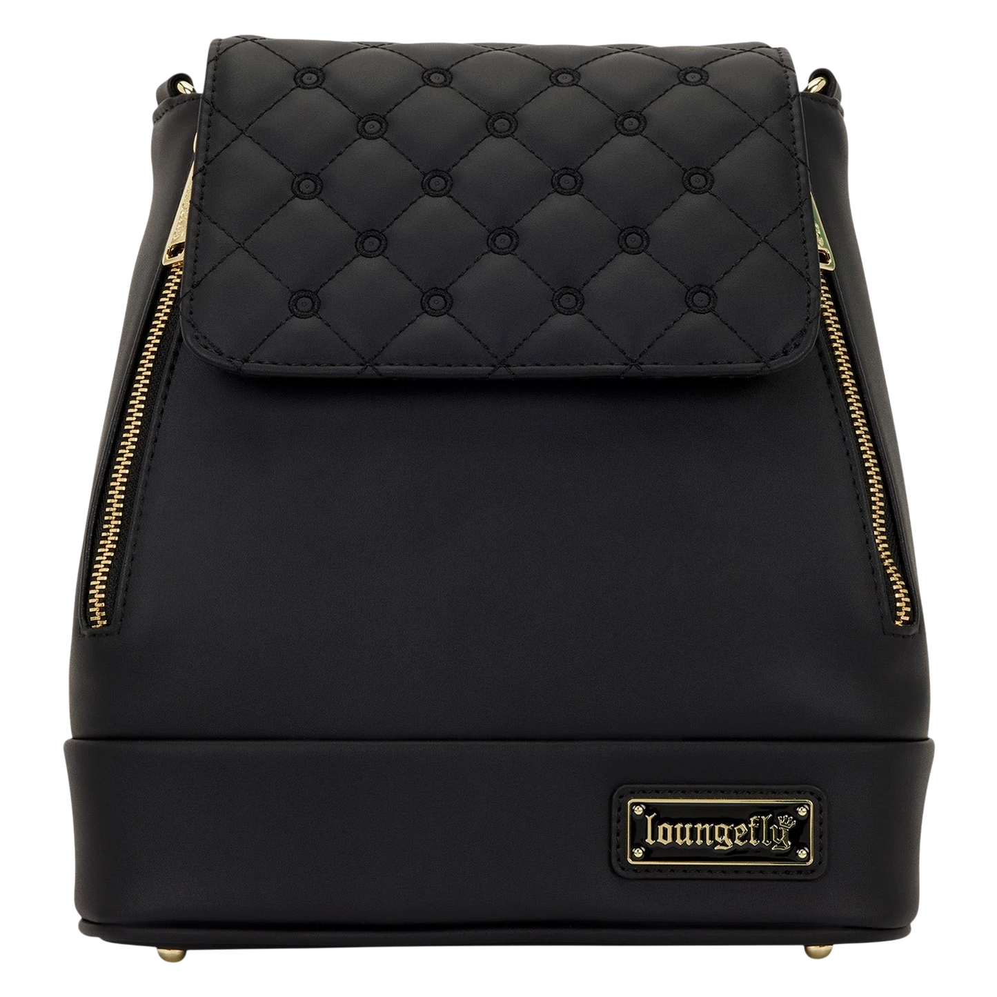 Cards & Comics Connection black Loungefly convertible mini backpack with quilted flap and pin display holes