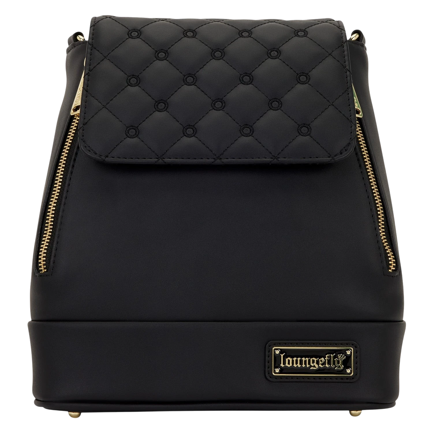 Cards & Comics Connection black Loungefly convertible mini backpack with quilted flap and pin display holes