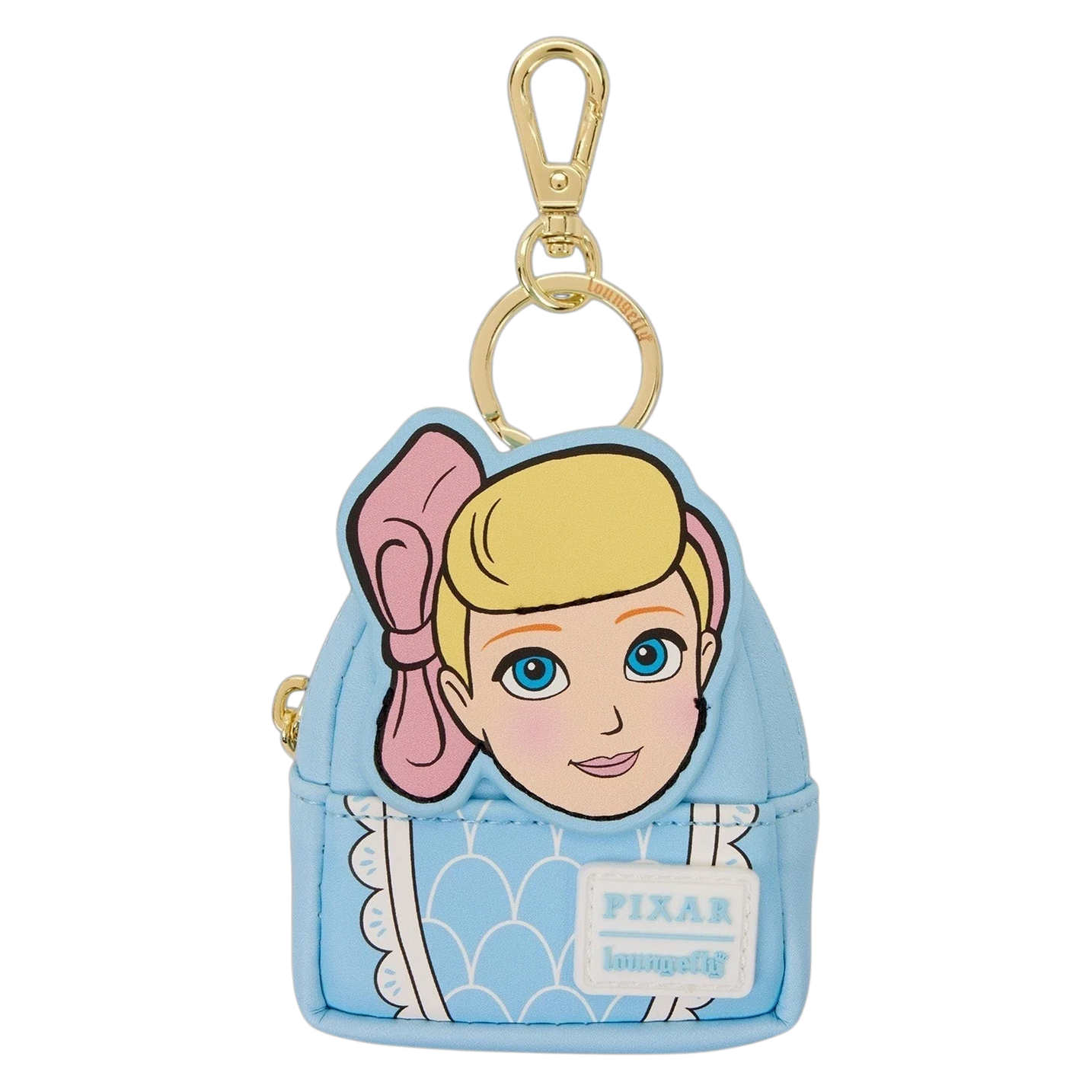 Cards & Comics Connection Bo Peep mini backpack keychain charm featuring faux leather and gold lobster hook hardware.