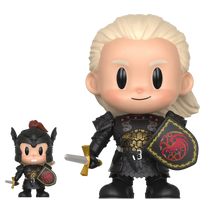 Cards & Comics Connection Daemon Targaryen PIX! collectible figure in black armor with gold dragon-scale detailing.
