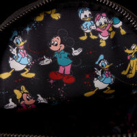 Cards & Comics Connection Disney character print interior lining with Mickey Mouse and friends on black fabric