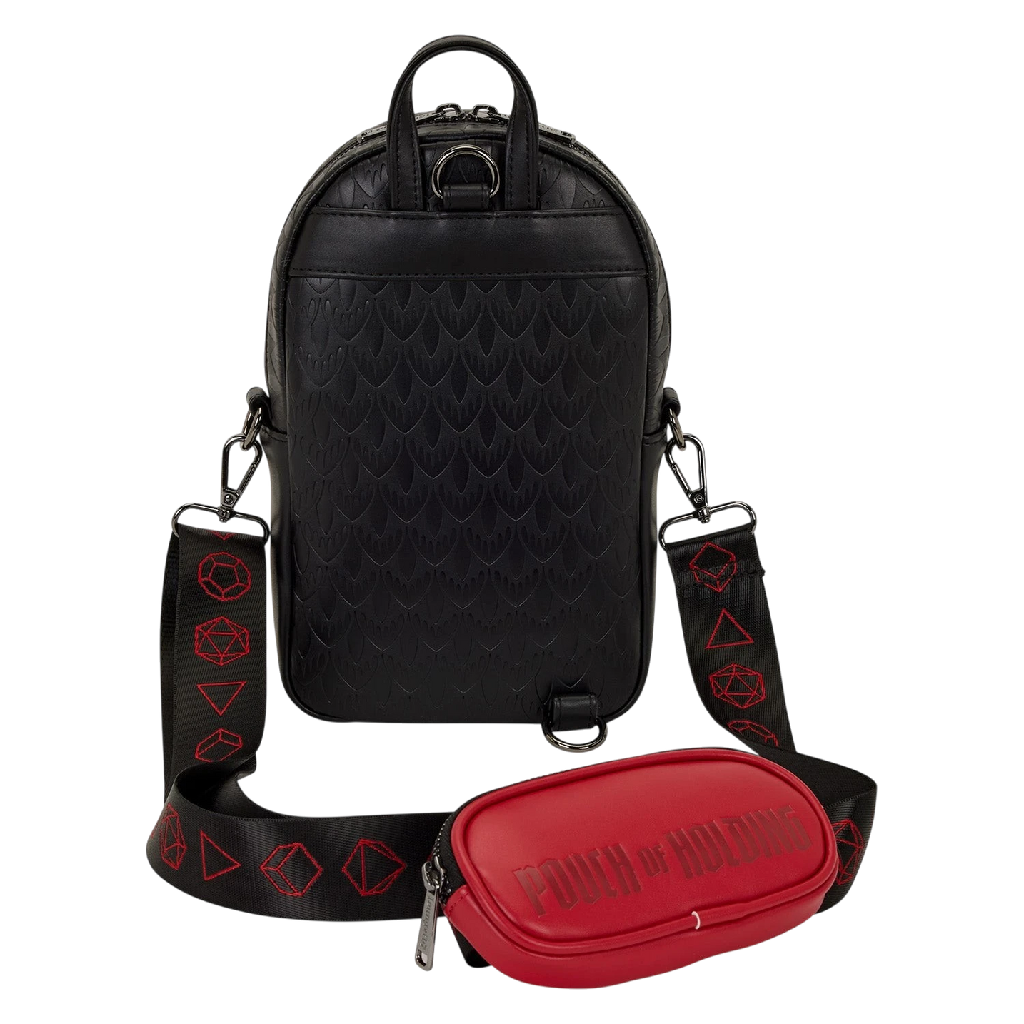Cards & Comics Connection Dungeons & Dragons black sling bag with red Pouch of Holding coin purse and dice strap