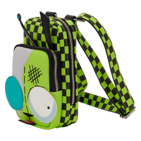 Cards & Comics Connection Loungefly Invader Zim Gir crossbody bag with green and black checkered pattern and pig coin bag