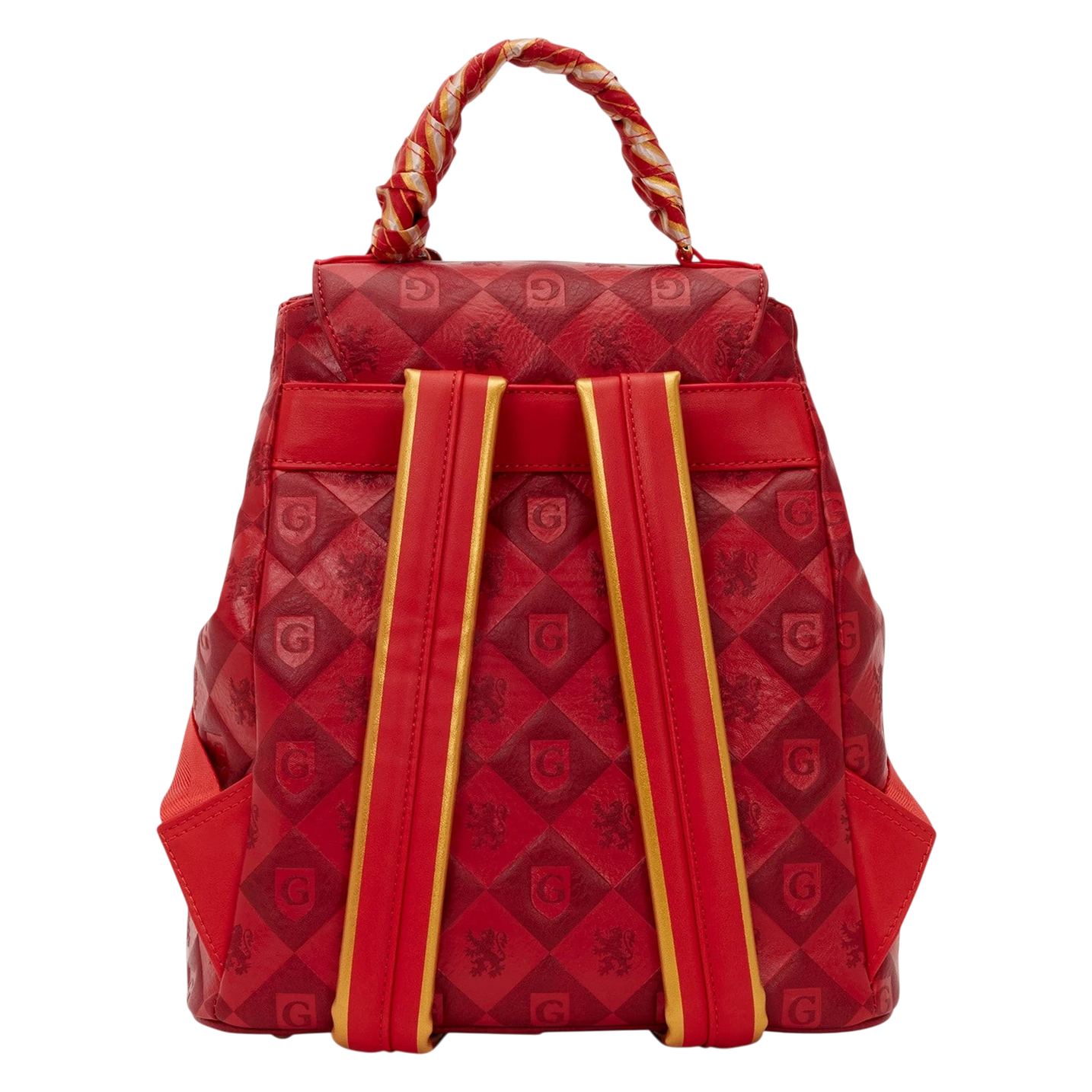 Cards & Comics Connection red Gryffindor mini backpack with debossed lion pattern and satin tie top handle