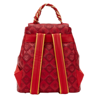 Cards & Comics Connection red Gryffindor mini backpack with debossed lion pattern and satin tie top handle