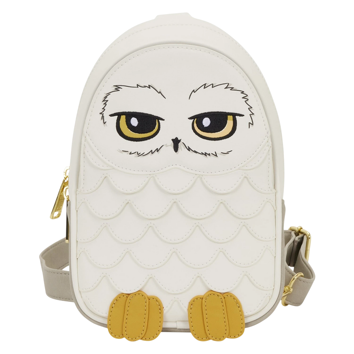 Cards & Comics Connection Harry Potter Hedwig white polyurethane sling crossbody bag with embroidered owl features