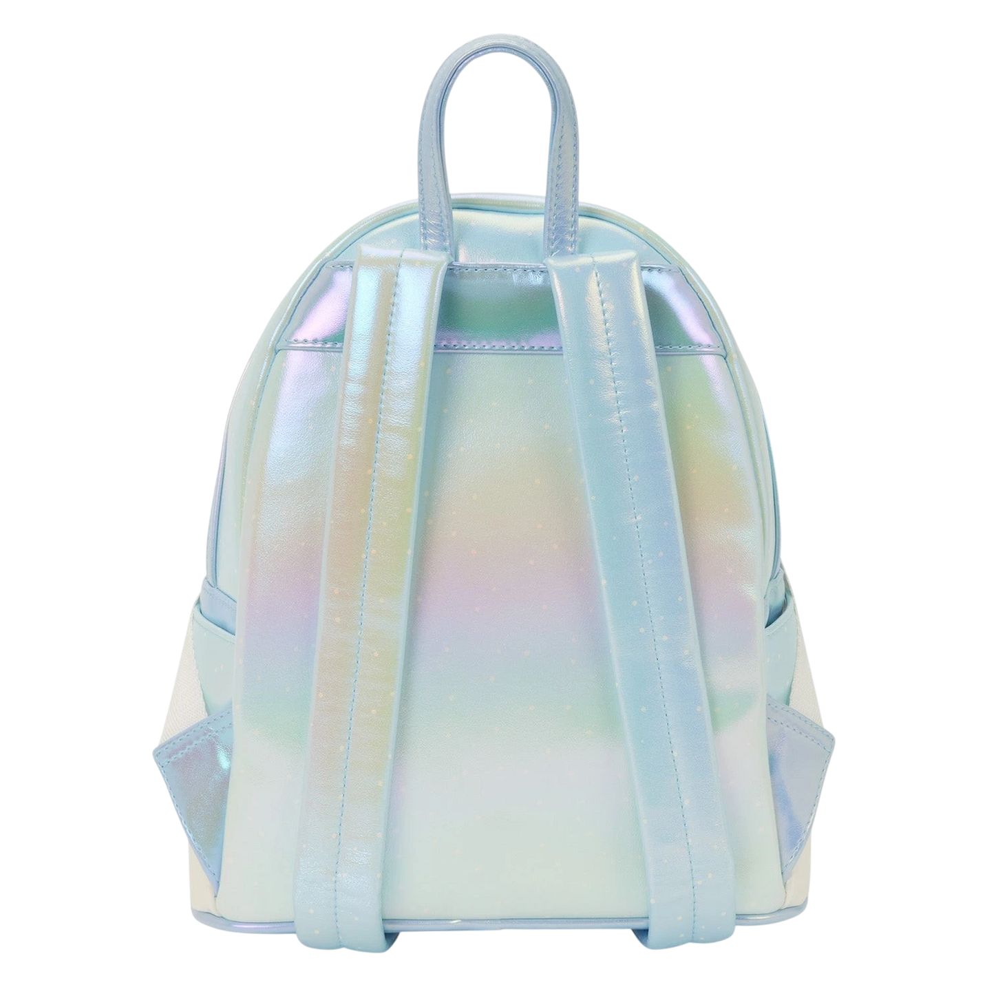 Cards & Comics Connection Pokémon Ice Type mini backpack back view in iridescent light blue faux leather