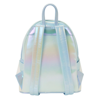 Cards & Comics Connection Pokémon Ice Type mini backpack back view in iridescent light blue faux leather