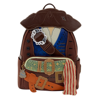 Cards & Comics Connection Disney Jack Sparrow mini backpack featuring pirate hat, textured fabric, and buckle details.