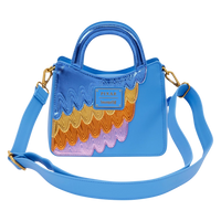 Cards & Comics Connection Disney Pixar Up Kevin crossbody bag in blue metallic polyurethane with colorful feather detail