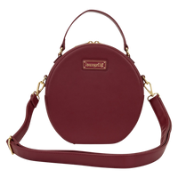 Cards & Comics Connection Loungefly red faux leather round crossbody pin trader bag with gold hardware