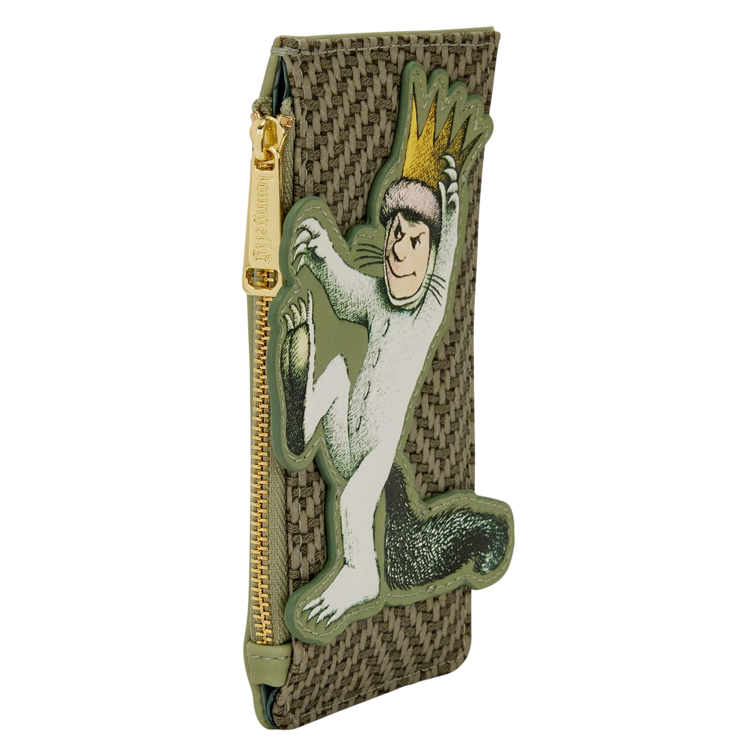 Cards & Comics Connection Where the Wild Things Are Max faux leather card holder with textured weave and gold zipper