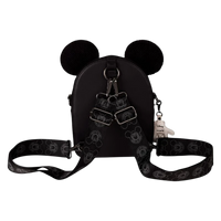 Cards & Comics Connection black Mickey Mouse corduroy convertible mini backpack with printed straps and glove charm
