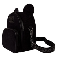 Cards & Comics Connection black corduroy Mickey Mouse mini backpack with applique ears and printed shoulder strap