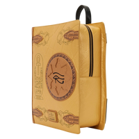 Cards & Comics Connection Loungefly The Mummy Book of the Living backpack with metallic gold finish and Egyptian symbols