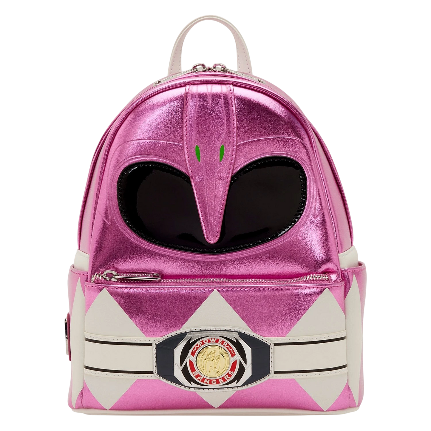Cards & Comics Connection Loungefly Power Rangers Pink Ranger metallic mini backpack with molded belt charm