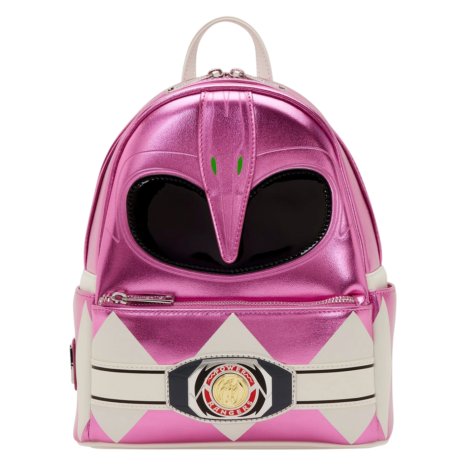 Cards & Comics Connection Loungefly Power Rangers Pink Ranger metallic mini backpack with molded belt charm