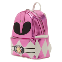 Cards & Comics Connection Loungefly Power Rangers Pink Ranger metallic mini backpack with belt charm and applique
