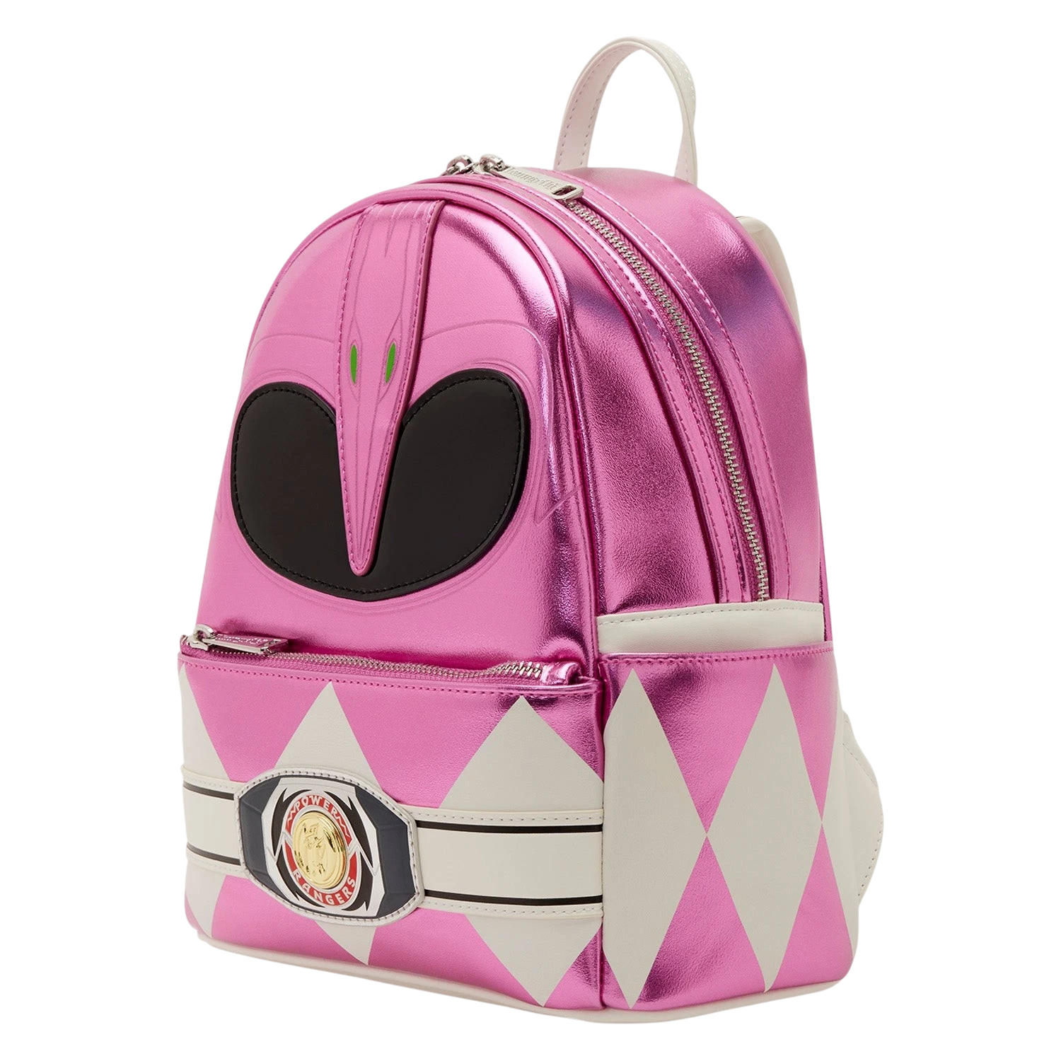 Cards & Comics Connection Loungefly Power Rangers Pink Ranger metallic mini backpack with belt charm and applique