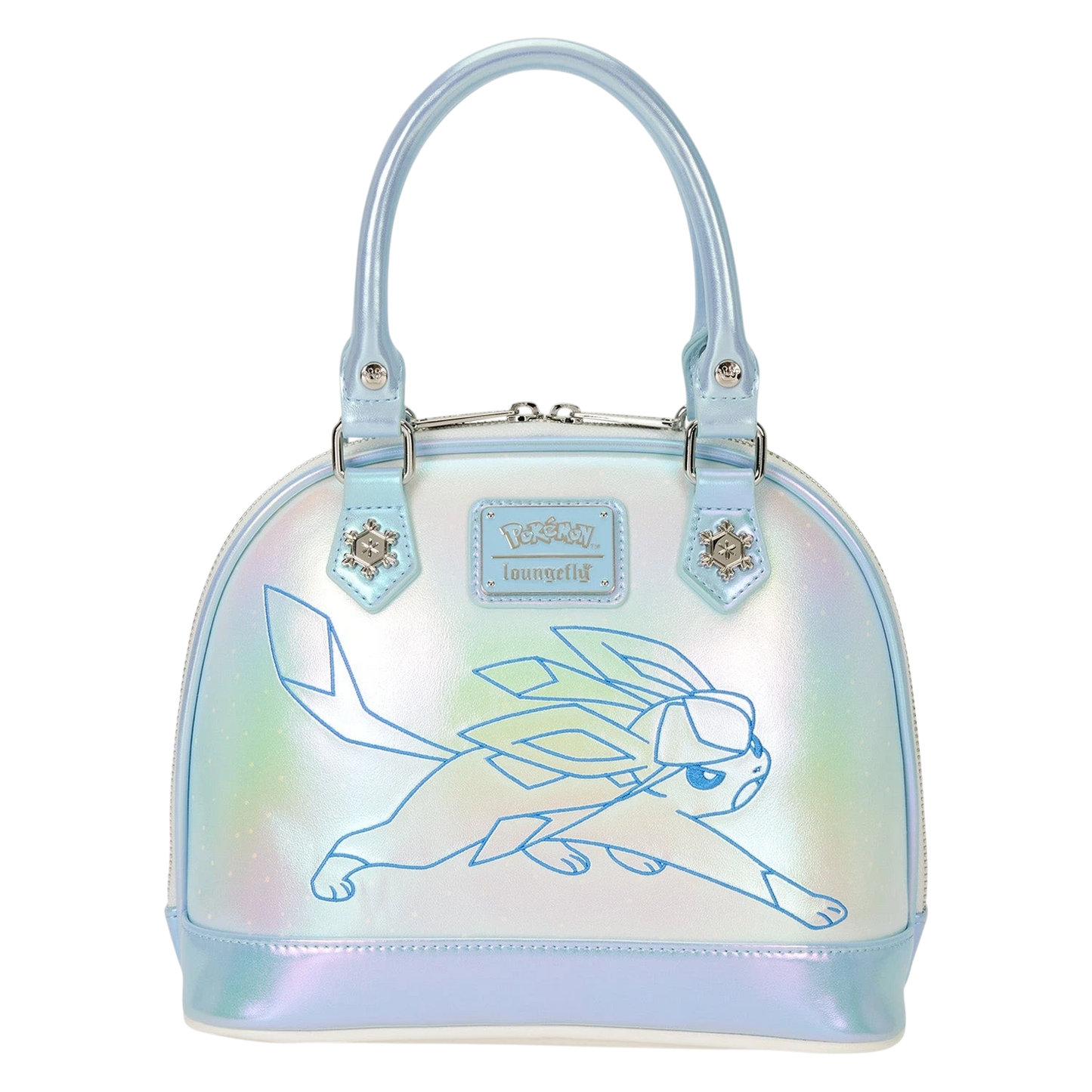 Cards & Comics Connection Pokémon Glaceon iridescent faux leather dome handbag with snowflake metal rivets