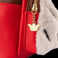 Cards & Comics Connection Robin Hood Prince John mini-backpack featuring red faux leather and white faux fur trim