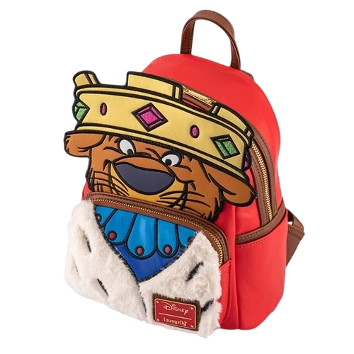 Cards & Comics Connection Disney Robin Hood Prince John cosplay mini-backpack with faux fur trim and gold crown detail